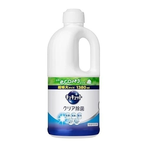 キュキュット 【大容量】 クリア除菌 食器用洗剤 長もち泡がパッ! キュッと実感! グレープフルーツの香り 詰替え用 1380ｍｌ