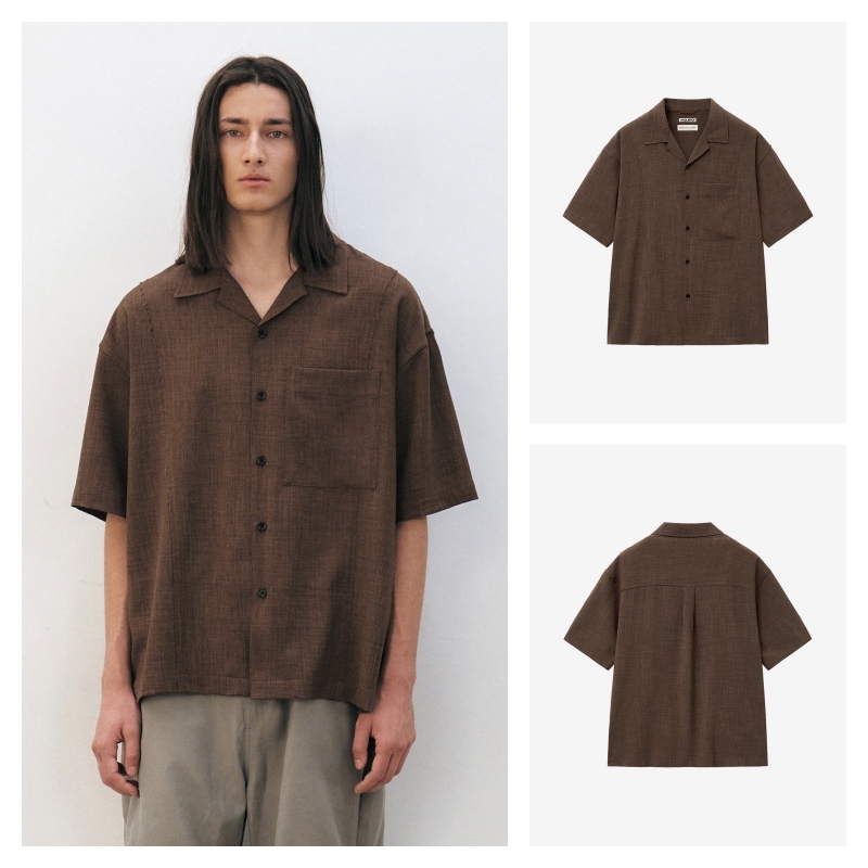 【INSILENCE】 DRAEF OPEN COLLAR SHIRT : BROWN