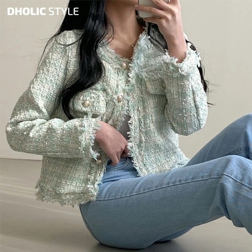 [メガ割りSALE]フリンジツイードジャケット・p345915