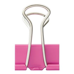 （まとめ） TANOSEE ダブルクリップ 中 口幅25mm ピンク 1箱（10個） (×50セット)