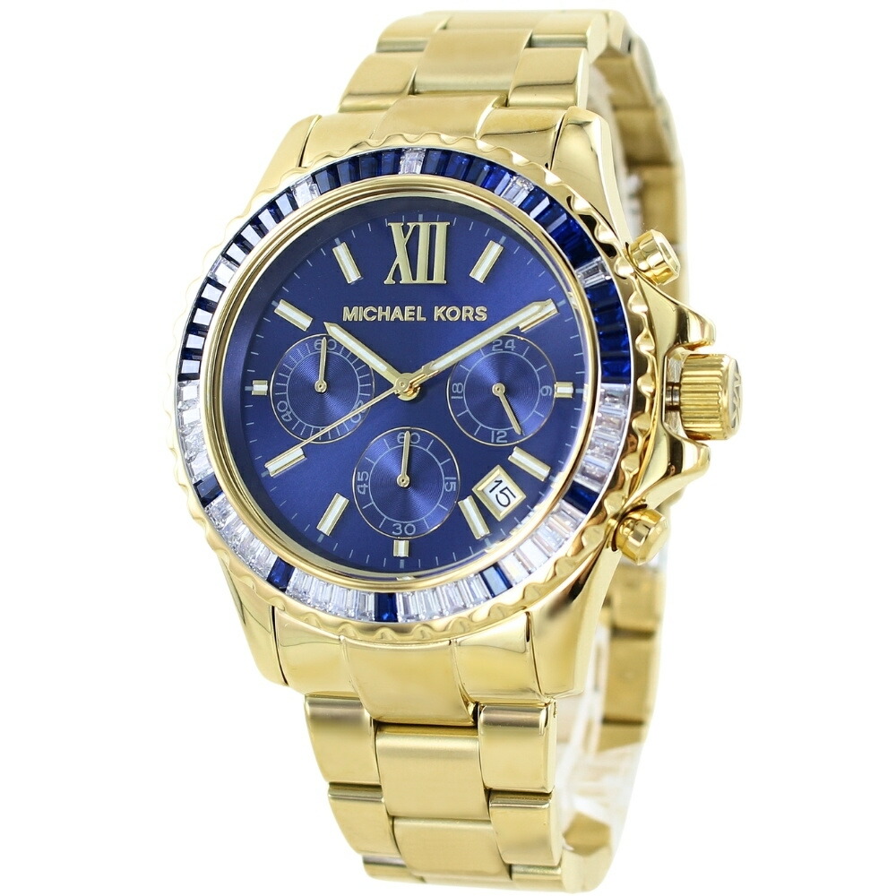 マイケルコース 腕時計 メンズ ゴールド ブルー クロノグラフ ステンレス EVEREST ブランド ウォッチ 日付表示 高級感 ラグジュアリー ギフト プレゼント 誕生日 記念日 MK6971 ラン