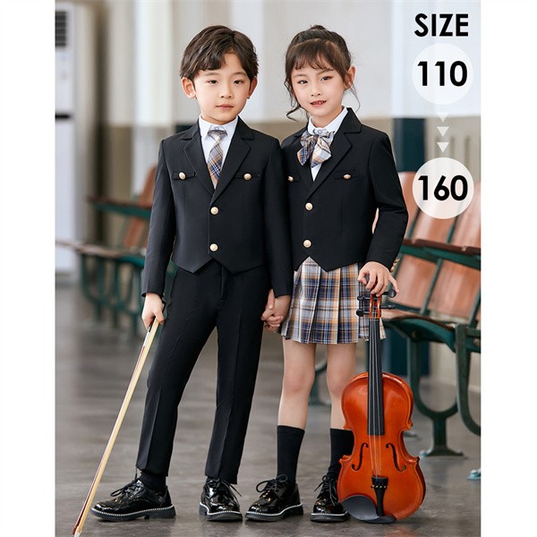 フォーマルシーンにも活躍 ネイビー セットアップ 子供制服 新作 春 学生制服 キッズ スーツ 2点セット 上下セット チック柄スカート 発表会 韓国 子供服 キッズ ジュニア 紺 無地 児童 幼稚園 7,152円