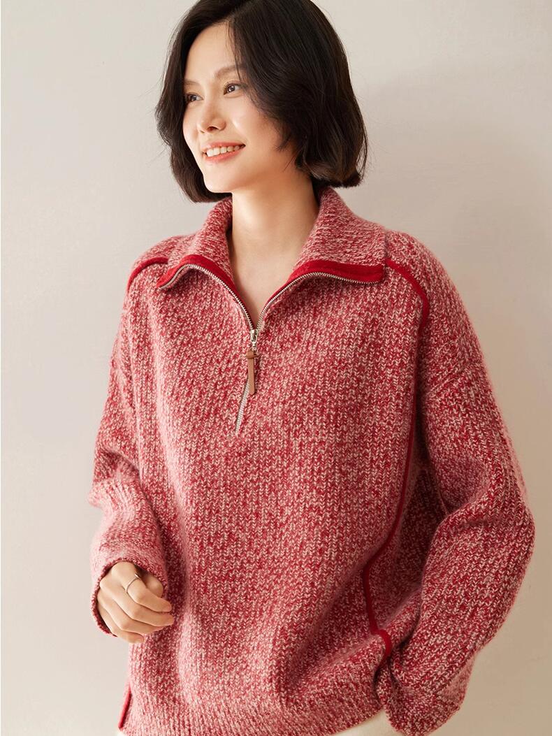 【2024新作】高級 100% メリノウール セーター メンズ レディース 秋冬 ハーフジップ 軽量 保温 ユニセックス ベージュ レッド グレー フリーサイズ 毛玉防止【LPIUTY】 16,588円