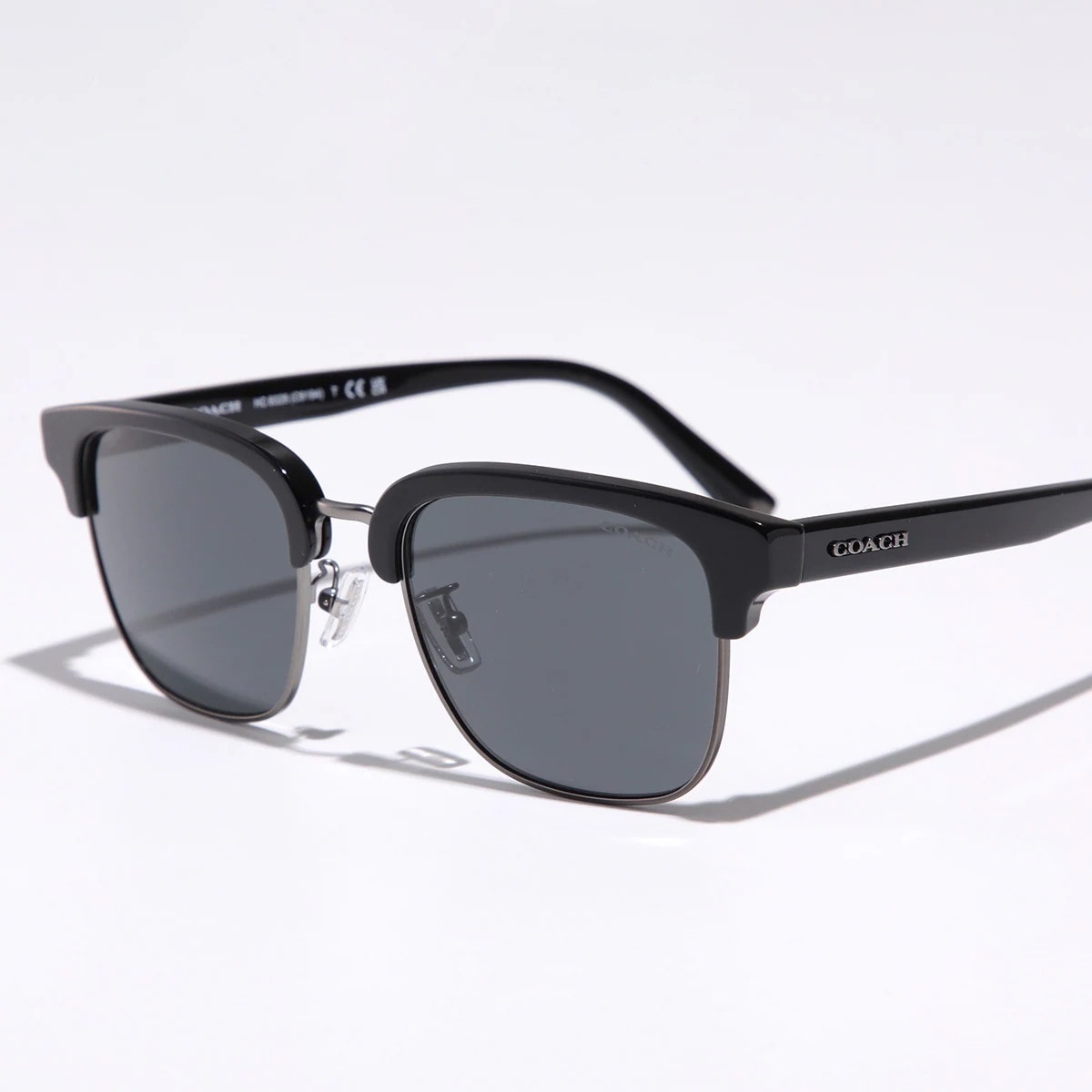 COACH コーチ サングラス HC8326 C6194 メンズ サーモントブロー型 ウェリントン コンビネーション クリングスタイプ メタルロゴ アイウェア 500287/Black 【mega】
