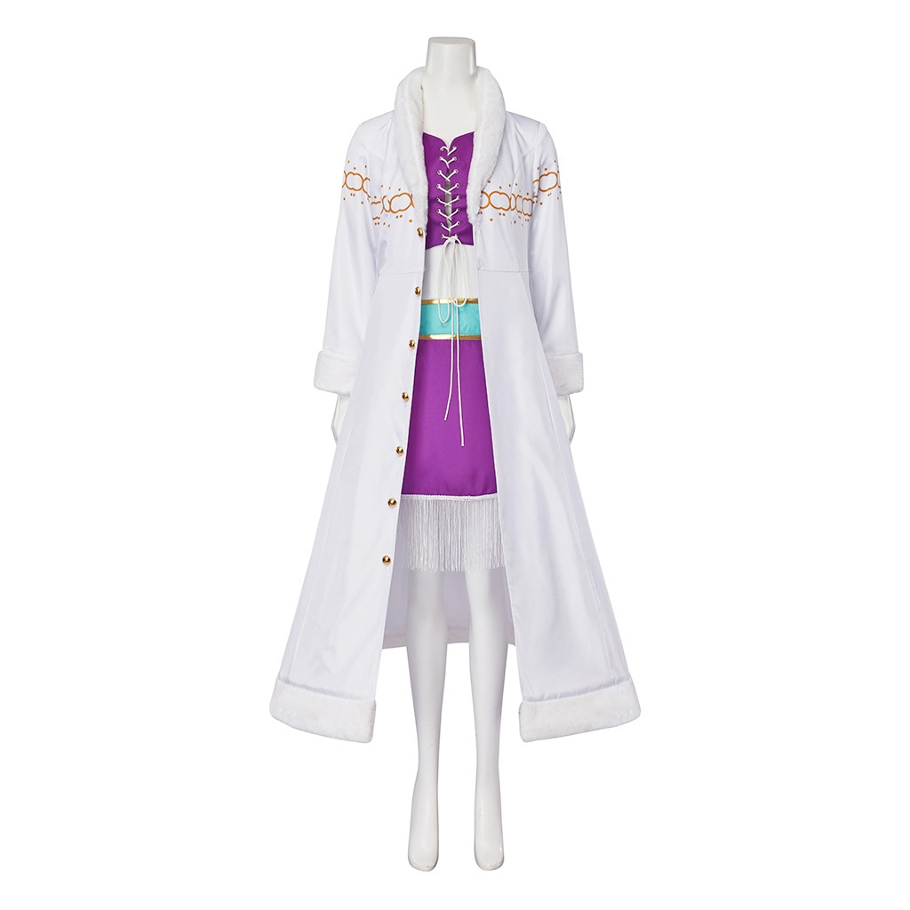 ワンピースロビンcos服毛襟コートoneピースニコールロビンコスプレ衣装フルセット