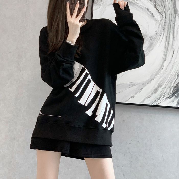 トップス スウェット ピアノ プリント袖あり 長袖 ドロップショルダー デザイン オーバーサイズ ビッグシルエット 美ライン 伸縮性 カラバリ かわいい 大人可愛い きれいめ シンプル カジュアル 8,579円