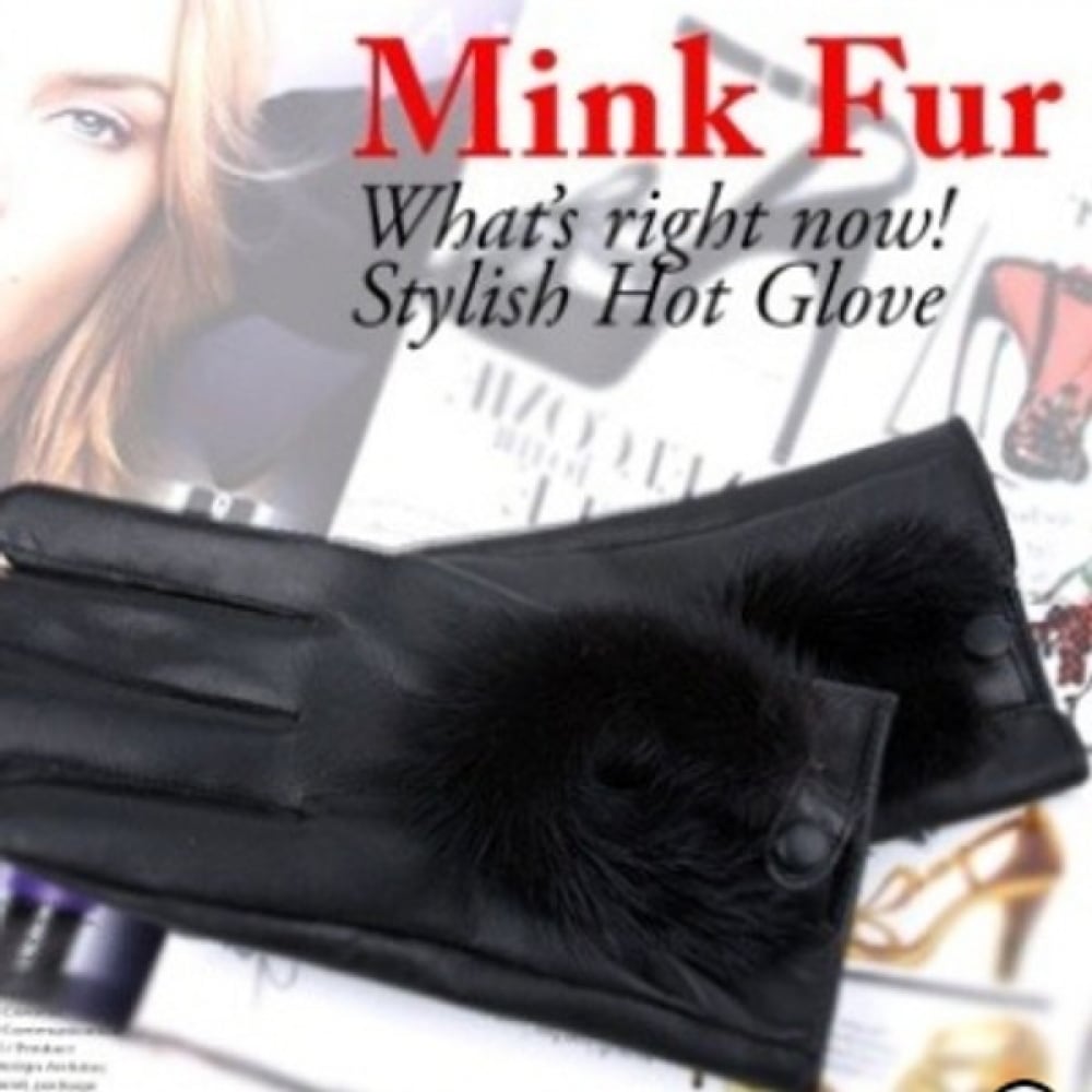 (Ninaspari) ドーナツミンクファーシープスキンファッショングローブ (5FW132)