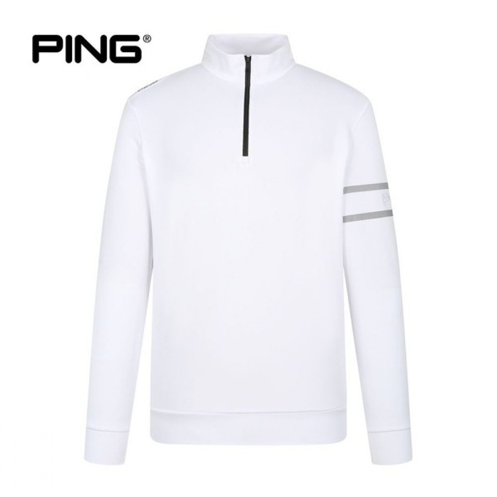 [ping] メンズロゴハーフジップアップ長袖Tシャツ