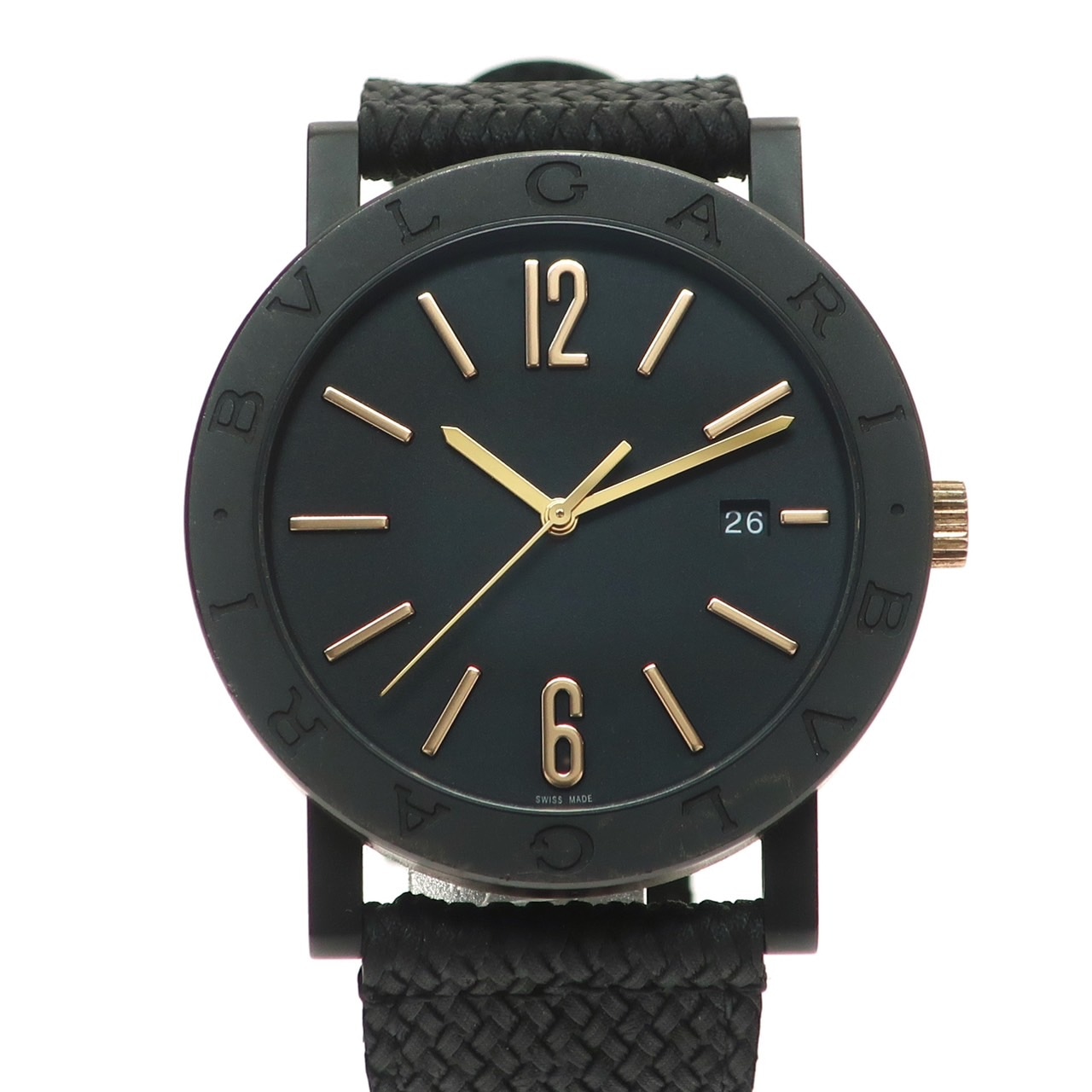 【極美品】BVLGARI ブルガリ ブルガリブルガリ ソロテンポ 102929 デイト ステンレススチール 自動巻き 黒 ブラック文字盤 メンズ 腕時計