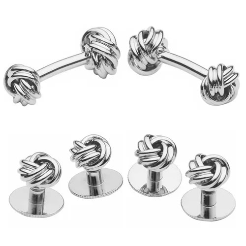 カフスボタン スタッドボタン セット シルバー ノット カフス スタッズセット