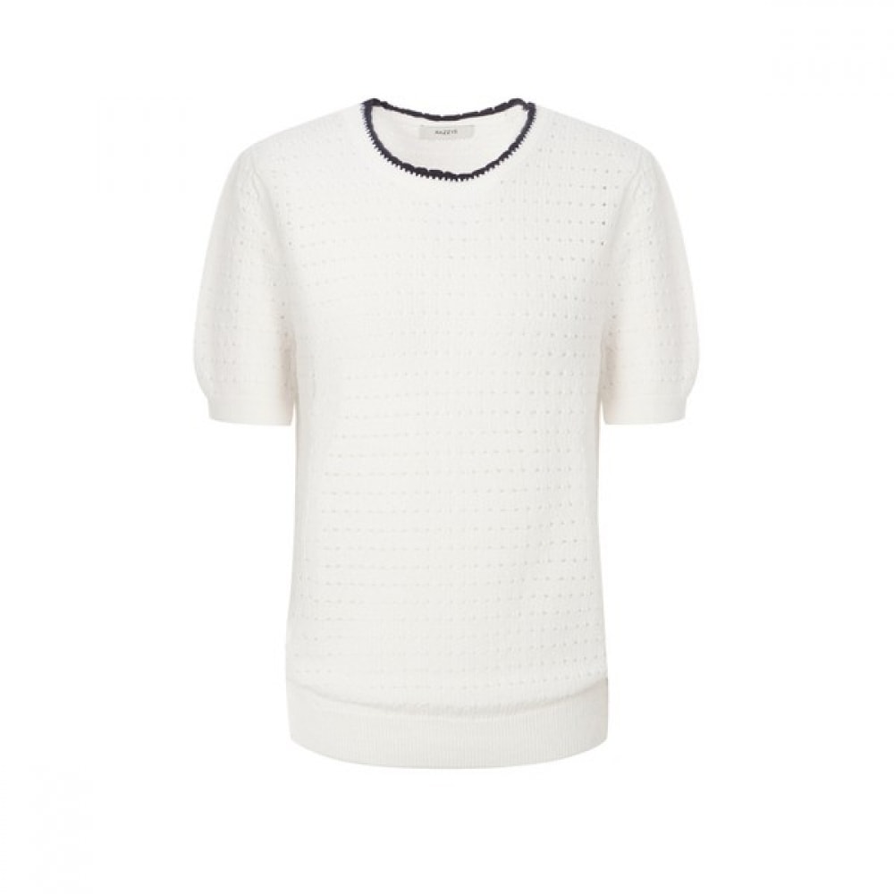 [ヘッジズレディース] 25SS ショートスリーブネックカラーニットプルオーバーアイボリー HSSW5BS12IV