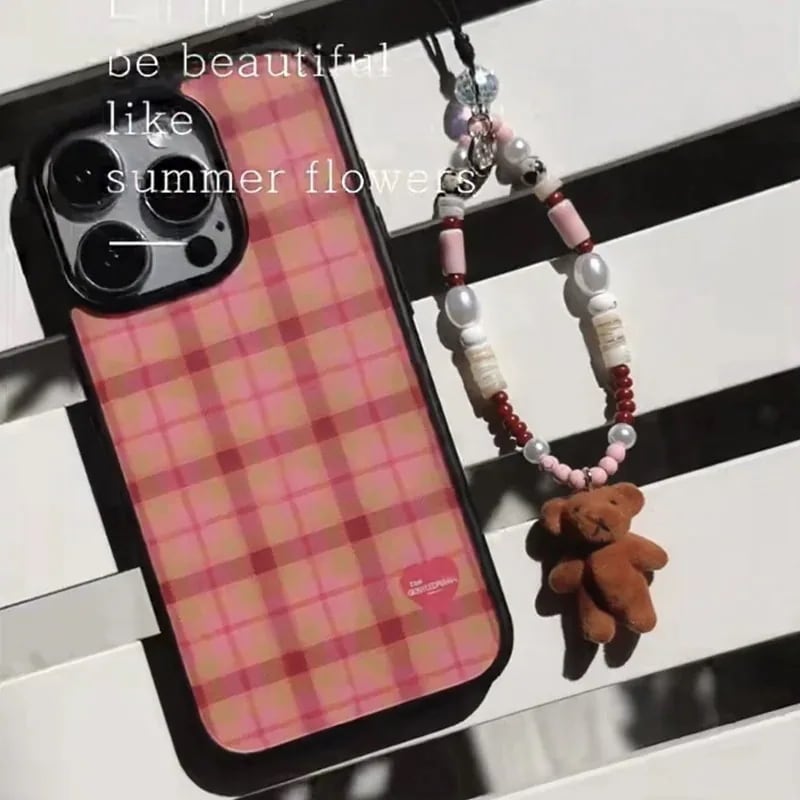 オリジナル天然ターコイズビーズ携帯電話チェーンccdストラップかわいいクマペンダントハイエンドカメラ紛失防止ロープ