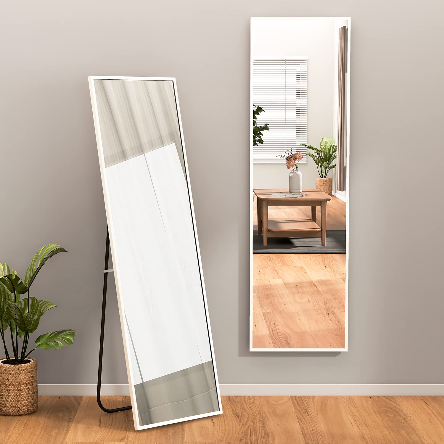 ミルオ君の鏡工房 全身鏡 全身ミラー 姿見 スタンドミラー 壁掛けも対応 アルミフレーム 飛散防止 おしゃれ スタイリッシュ 壁掛けミラー 鏡 全身 ウォールミラー 壁掛けミラー インテリア 144*