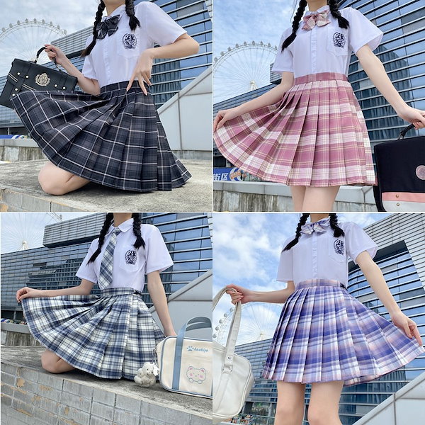 Qoo10] 制服 4点セット JK プリーツスカート