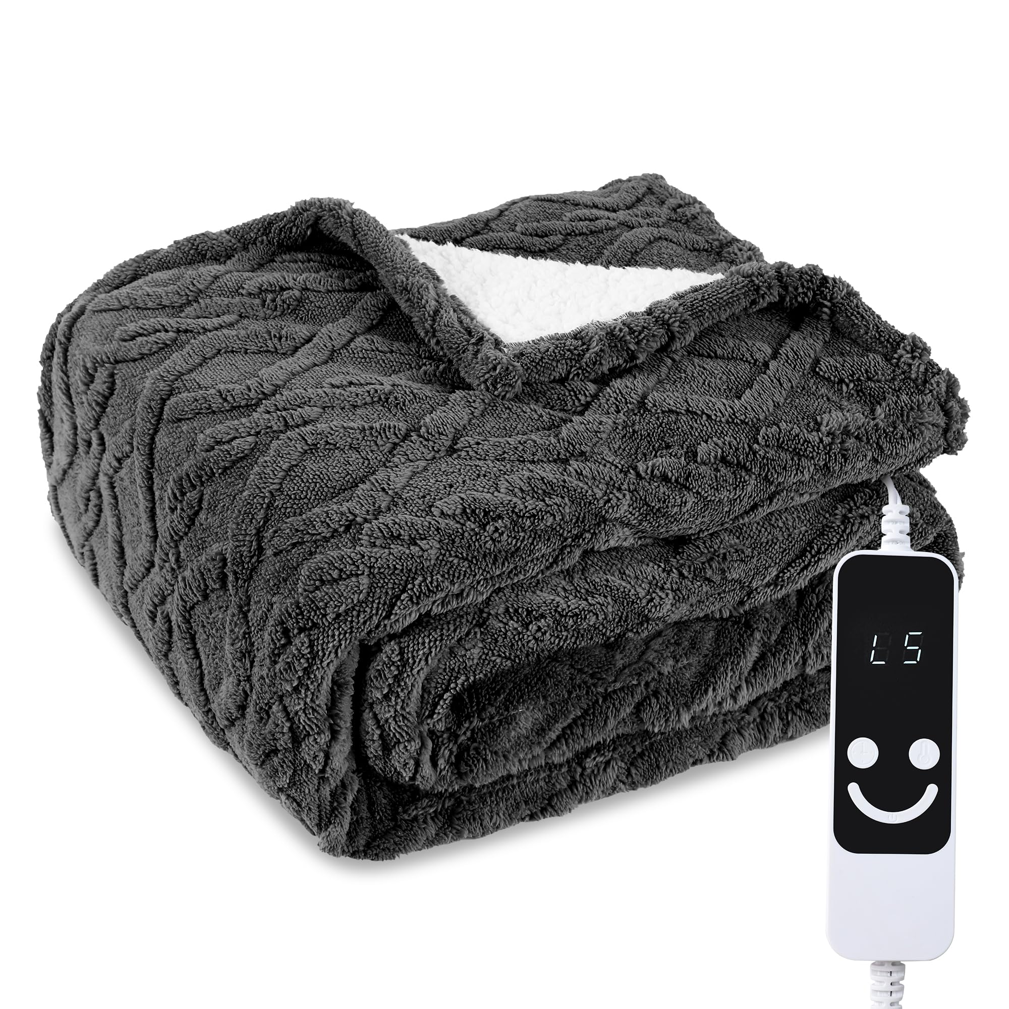 電気毛布 掛け 180*133CM 2.7Mコントローラーケーブル 電気ブランケット 5段階温度 12時間オフタイマー機能付き フランネル コットン 超柔らかい 膝掛け 加熱毛布 防寒 速暖 (ブラッ
