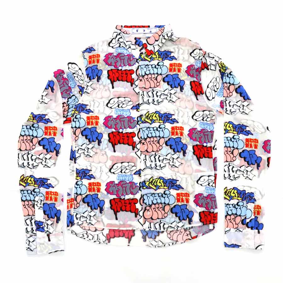 オフホワイト OFF-WHITE 長袖シャツ フェイクレザー/ビスコース×ポリアミド マルチカラー メンズ 56311i