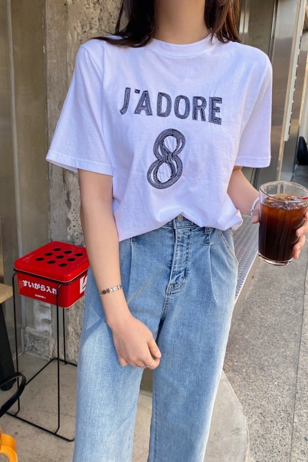 トップス Tシャツ 袖あり 半袖 クルーネック 刺繍 大人可愛い きれいめ シンプル カジュアル 大人 上品 おしゃれ お洒落 かっこいい 大人女子 こなれ感 ラフ メンズライク マニッシュ