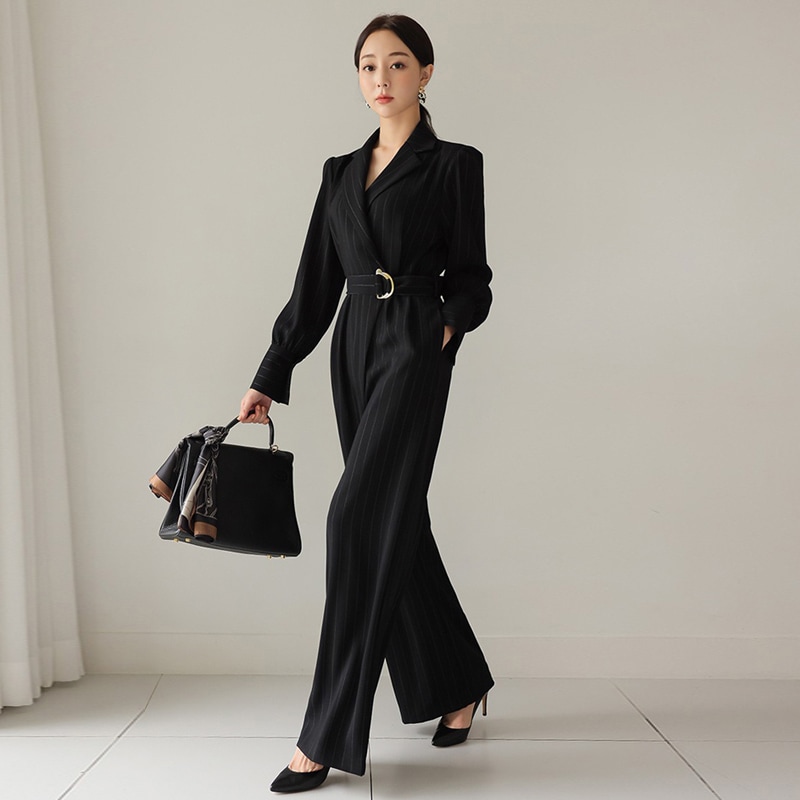 ボトムス パンツ ズボン オールインワンパンツ ロングパンツ 長袖 襟付き Vネック ウエストベルト かわいい 大人可愛い きれいめ シンプル カジュアル 上品 おしゃれ かっこい 大人女子 こなれ感