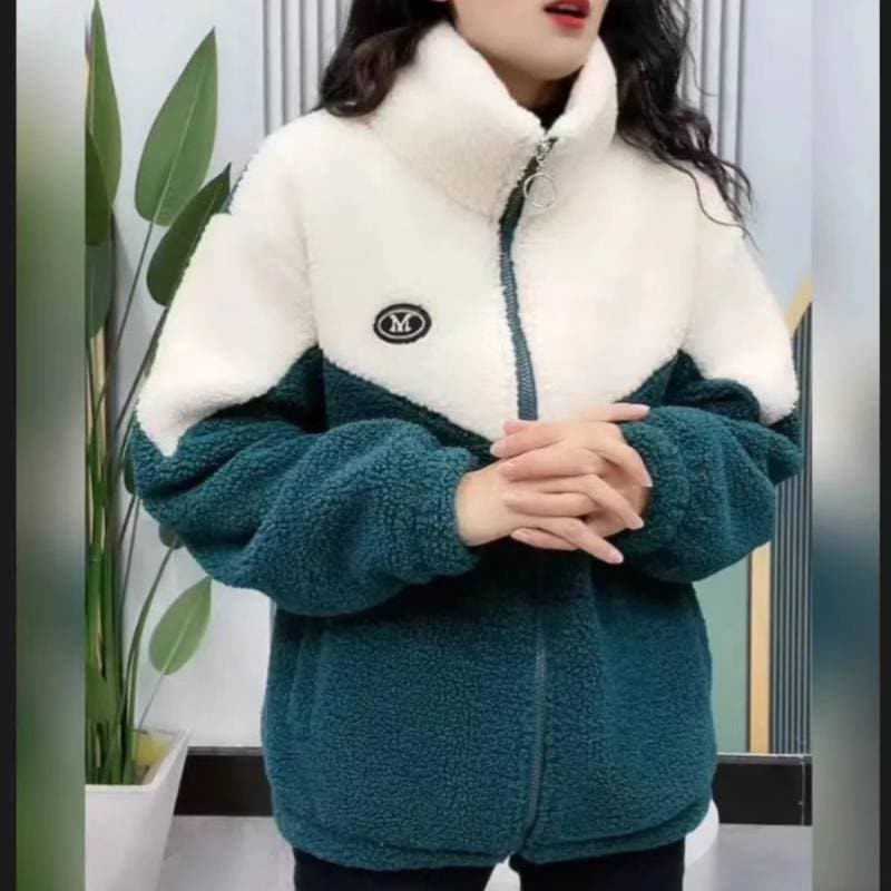 秋冬ファッション多用途ベルベット厚手コットンコートレディース模造ラムウールジャケット女性40-50歳スプライシングトップス
