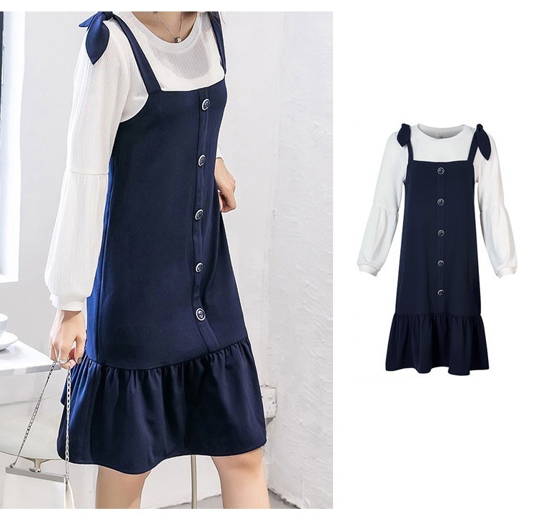 大きいサイズ1着でコーデ完成肩リボン＆裾フレアワンピース