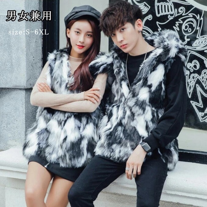 秋冬新作 ファーベスト レディース 毛皮ベスト フォックス フード付き 男女兼用 フェイクファー 高級 おしゃれ 大きいサイズ 上着 暖かい 防寒 冬服 冬物