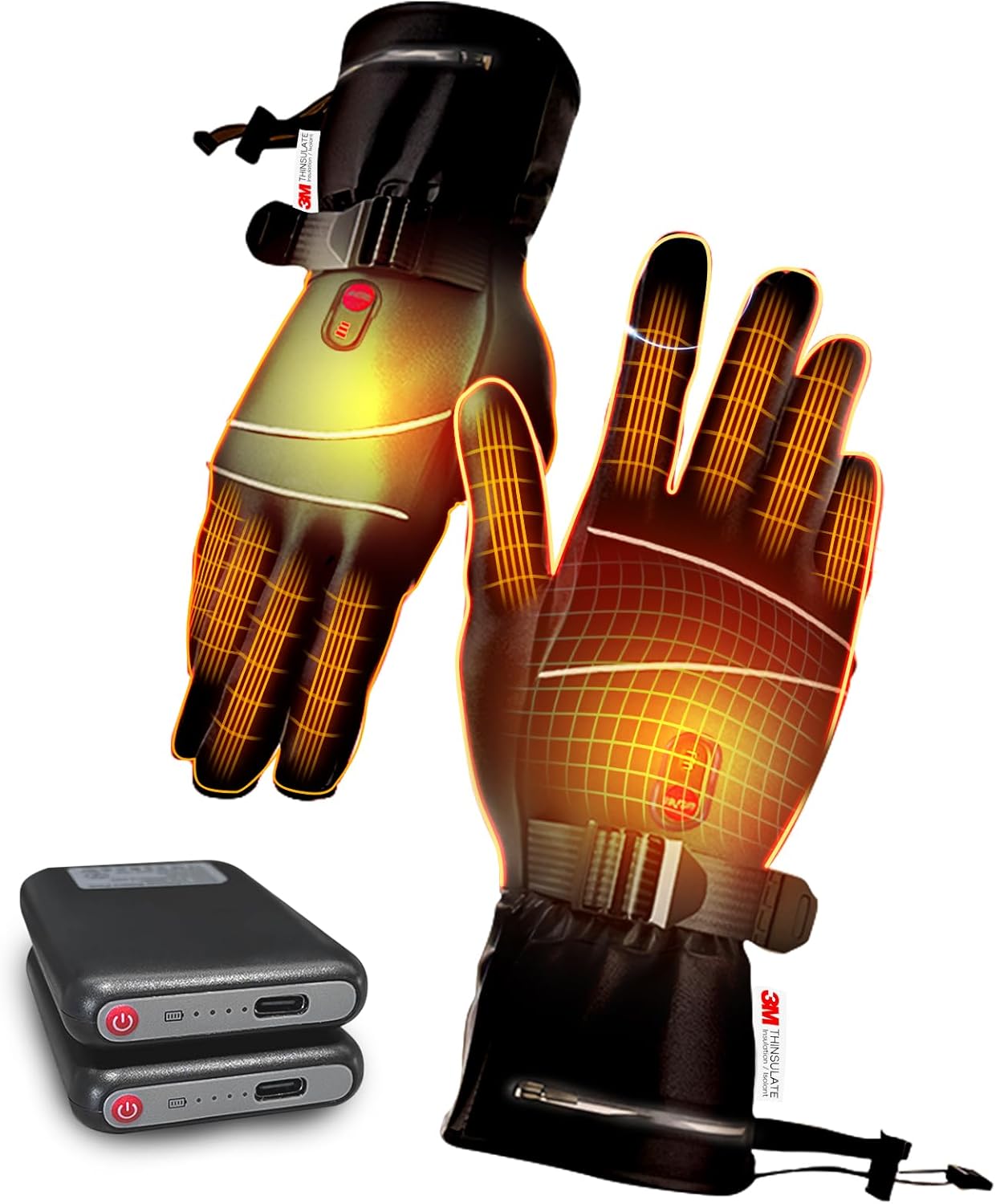 電熱グローブ 12000mAhバッテリー付き 65℃発熱 3段階温度調節 撥水防寒防風 滑り止め 厚手 男女兼用 バイク自転車登山作業向け