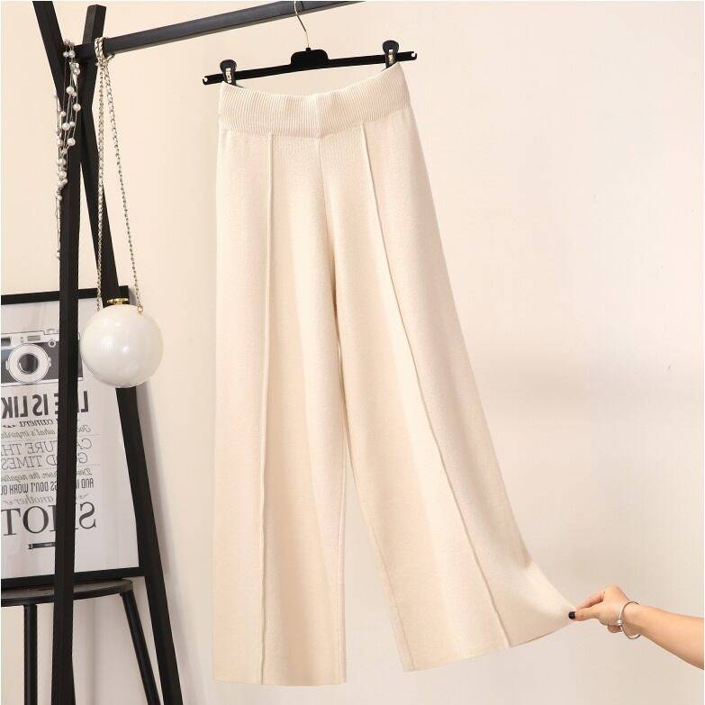 4color レディース パンツ ボトムス ワイドパンツ セーター ニット ストレート シンプル こなれ感 ラフ らくちん 無地 マタニティ オフィス OL 通勤 通学 学生 お出かけ 公園デビュー