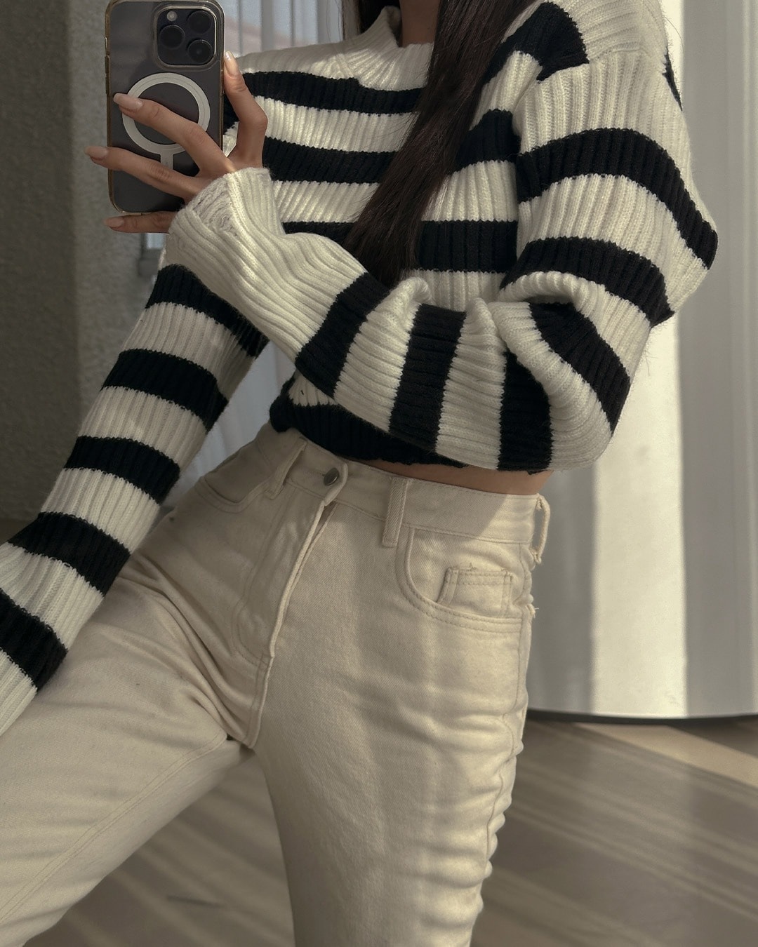 [MAYBINS] ストライプクリップニット