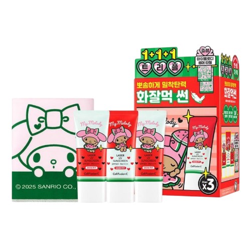 タンニングマイメロディ レーザー UV サンスクリーン 35ml + 35ml + 35ml + タニングマイメロディ サマー タオル