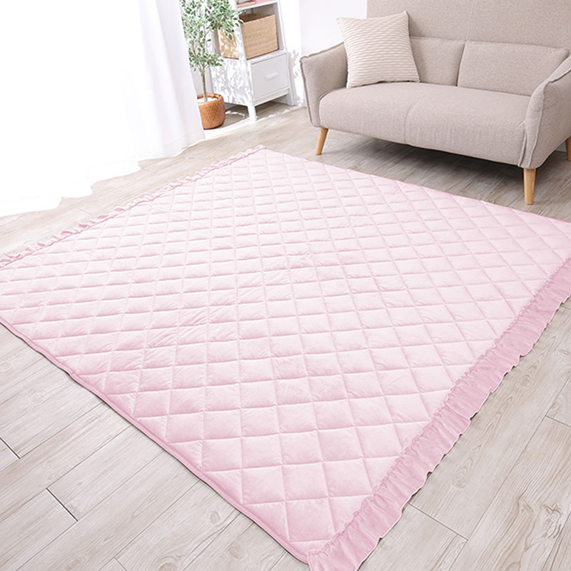 フリルラグ ラグ ラグマット ふんわり 大人かわいい フェミニン マット 丸洗い可 滑り止め付き 190×190
