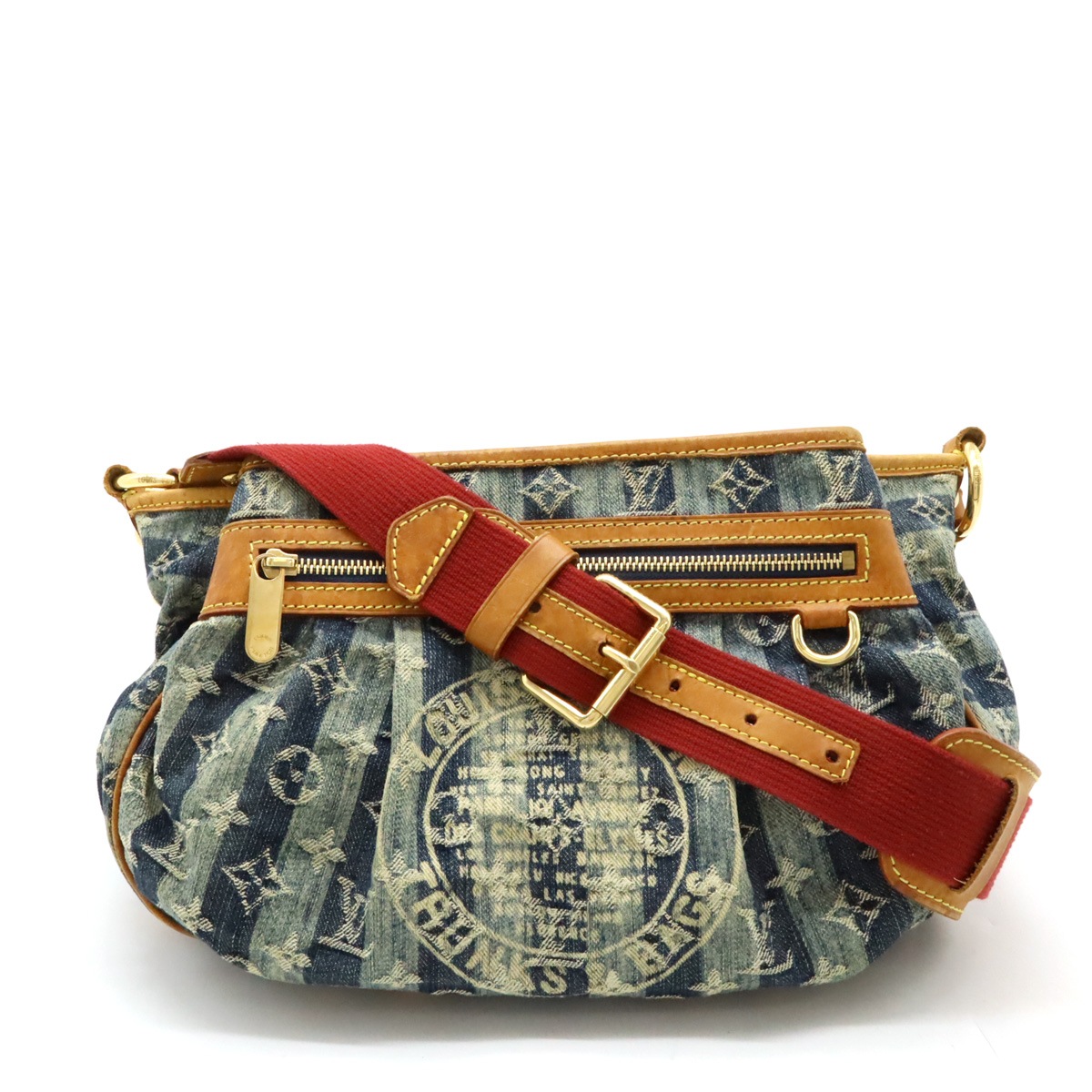 モノグラムデニム ポルテ エポル レイエMM ショルダーバッグ セミショルダー 肩掛け ブルー 青 M95334