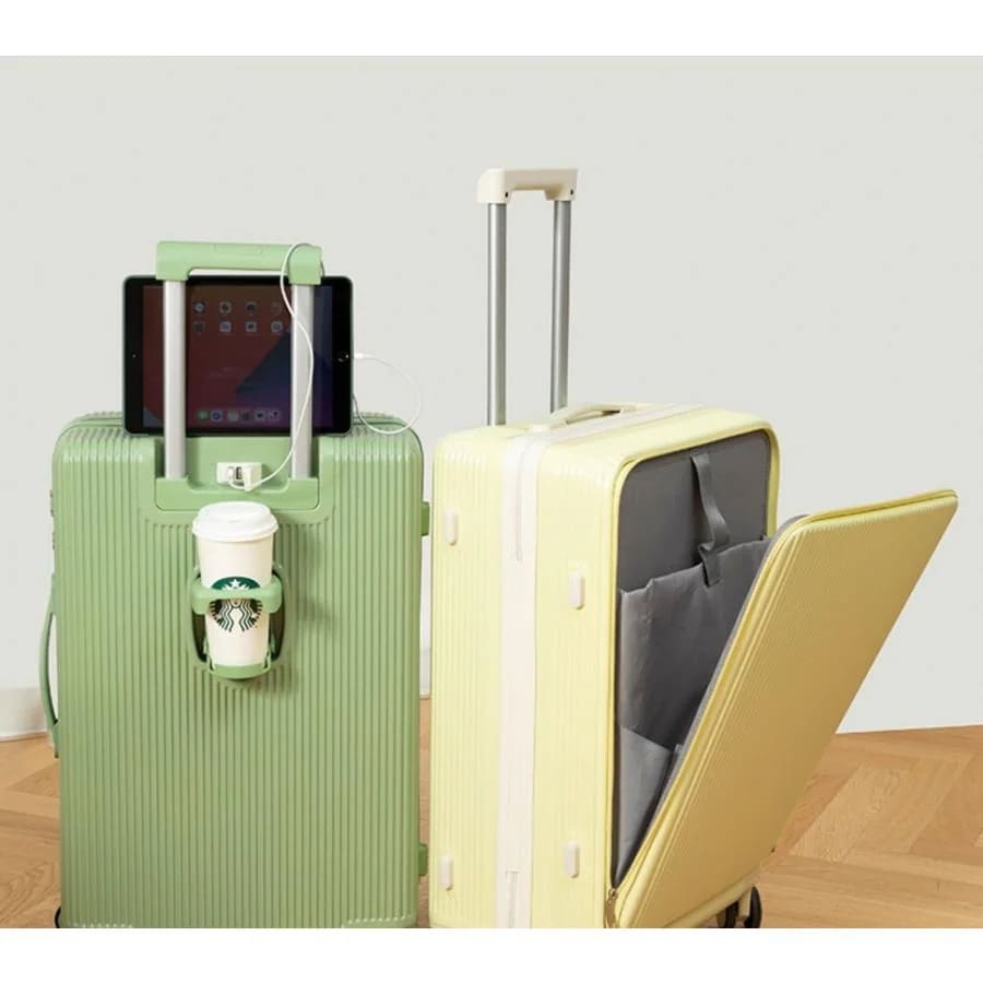 フロントオープン 前開き B4U キャリーケース スーツケース USBポート カップホルダー 20インチ 機内持込み トランク ダイヤル式ロック 静音 6,743円