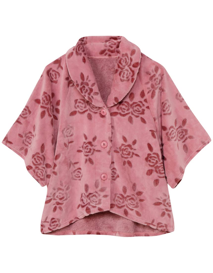 Qoo10最安値挑戦 [らくラクパートナー] [Wacoal ポンチョ パジャマ ボレロ 家庭用タンブル乾燥機対応 フリース素材 シニア ルームウェア 入院 冬 プレゼント DNL151 レディース