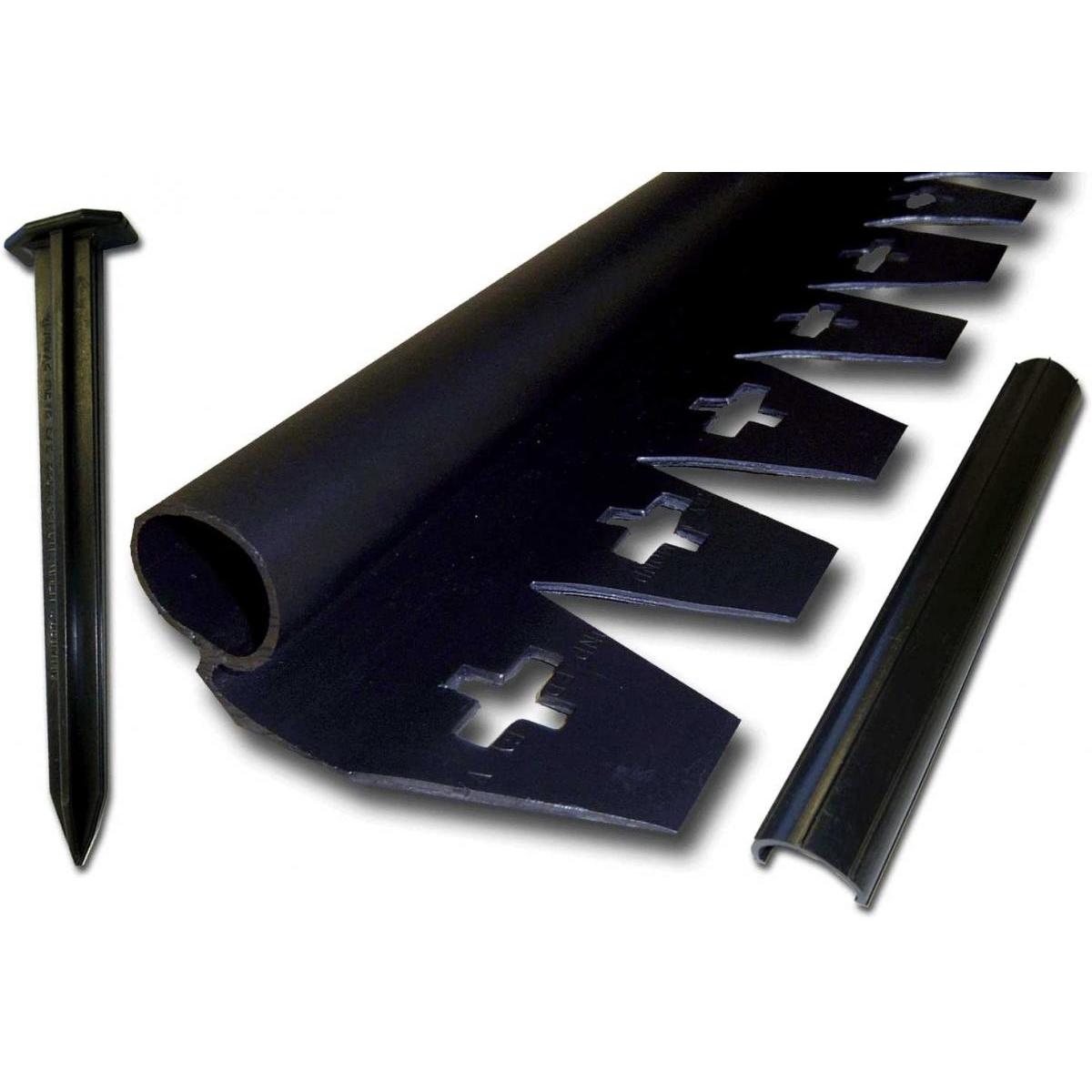 グリーンフィールド Qタイプ プラエッジ35 防草シート見切 EDG-BWBL-3P 黒 約6m(約2m×3本) リサイクルエッジング アンカーピン ジョイントcm　裏貼