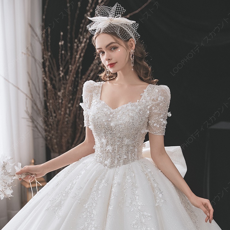 高級感 花嫁ロングドレス ウェディングドレス 白 結婚式ワンピース 二次会ドレス 花嫁 パーティードレス 結婚式 ドレス 豪華宮廷風-83