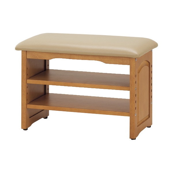 ファミリーライフ 木製収納付き玄関ベンチ60cm幅 ガタつき防止付き (03519) メーカー直送