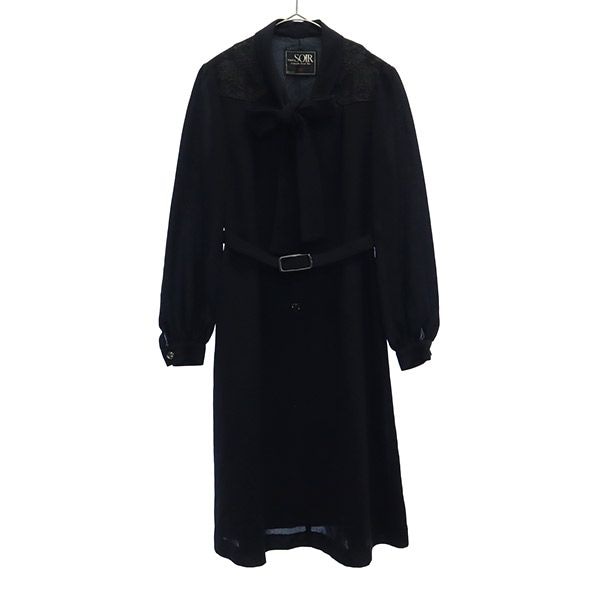 トウキョウソワール 長袖 レース切替 ワンピース 11 ブラック TOKYO SOIR レディース