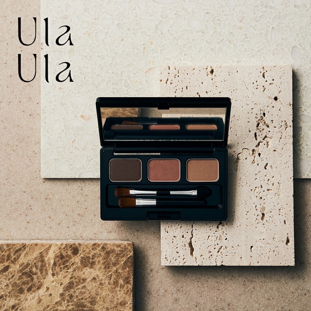 UlaUla（ウラウラ） ファインエフェクトシャドウ BP-1 ベージュオレンジ ベージュピンク こげ茶 マルチユースパレット 目 眉 頬 チーク アイシャドウ アイライン