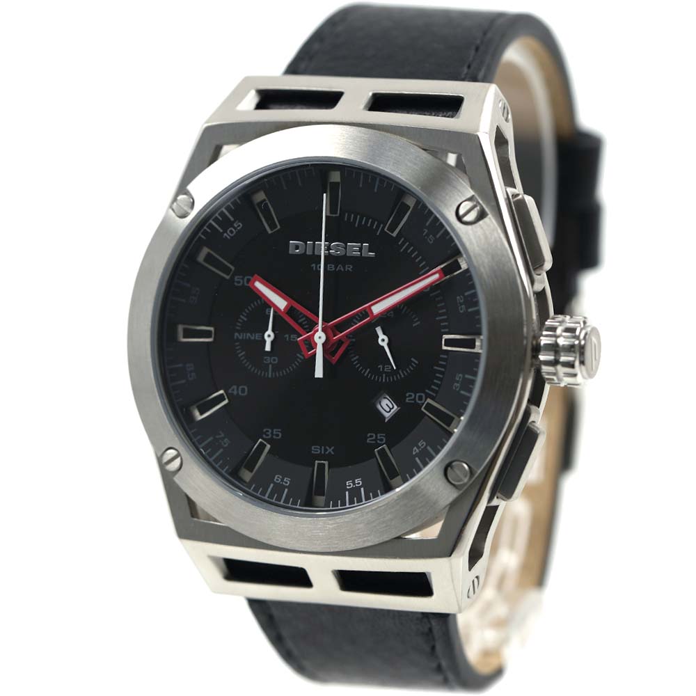 ディーゼル 腕時計 DIESEL メンズ クロノグラフ 日付カレンダー レザーベルト ブラック タイムフレーム TIMEFRAME DZ4543