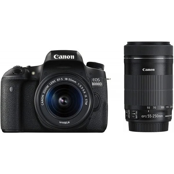 【中古】キヤノン Canon EOS 8000D ダブルズームキット EF-S18-55mm/EF-S55-250mm 付属 SDカード付き