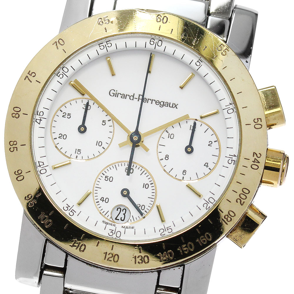 ジラール・ペルゴ GIRARD PERREGAUX 7700 7001 クロノグラフ デイト クォーツ メンズ _844544【中古】
