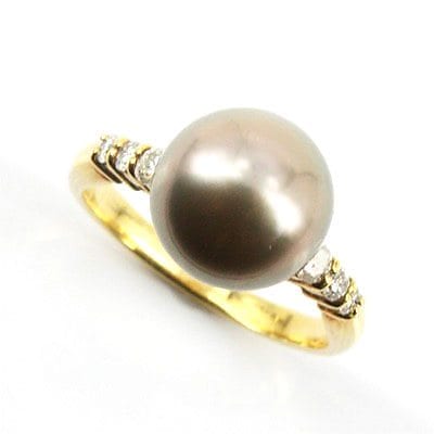 宝石 タヒチ真珠ダイヤK18リング＃12 天然石 パワーストーン アクセサリー
