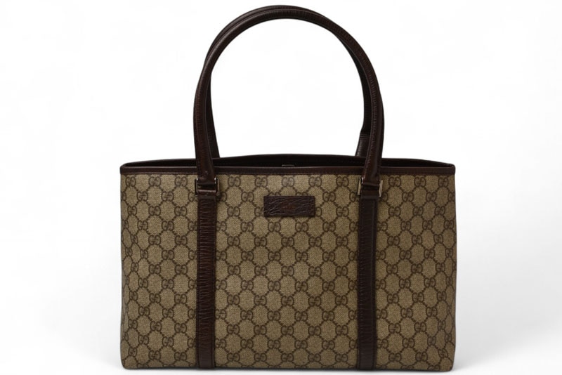 グッチ トートバッグ/ショッピングバッグ A4 GUCCI GGプラス/レザー GGブラウン/ベージュ 114595【中古】