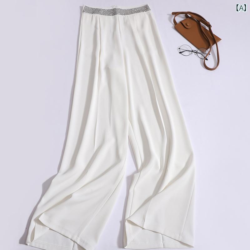 スラックス レディース ロング 春夏 スタイル ハイウエスト ドレープ ワイド レッグ パンツ ストレート レッグ パンツ ヘビーデューティー ホット スーツパンツ 女性