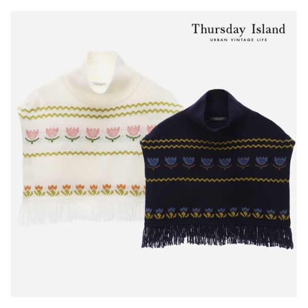 Thursday Island パターン ジャガードポンチョ(T228MSF247W)