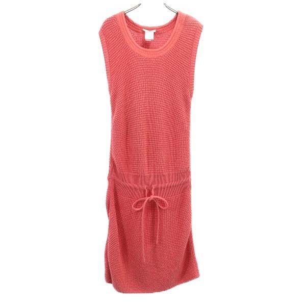 イタリア製 ノースリーブ ニット ワンピース XS ピンク レディース