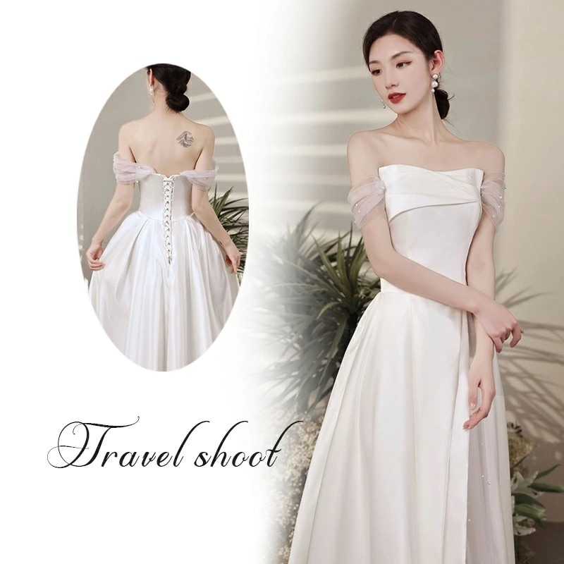 レア商品結婚式 花嫁 ウェディングドレス 二次会 披露宴 パーティードレス ワンピース プリンセスドレス wedding dress ブライダル ロングドレス オフショルダー お嬢様 パーティードレス