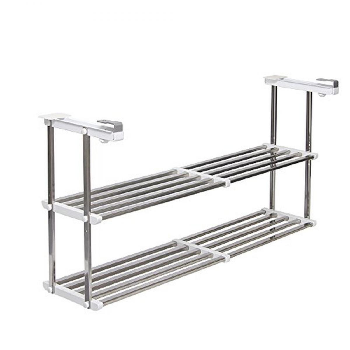 TAKUBO 伸縮はさみ棚 ステンレス 2段 HM2-90L　幅55～95cm 奥行26 高さ45cm 吊戸棚 キッチン収納