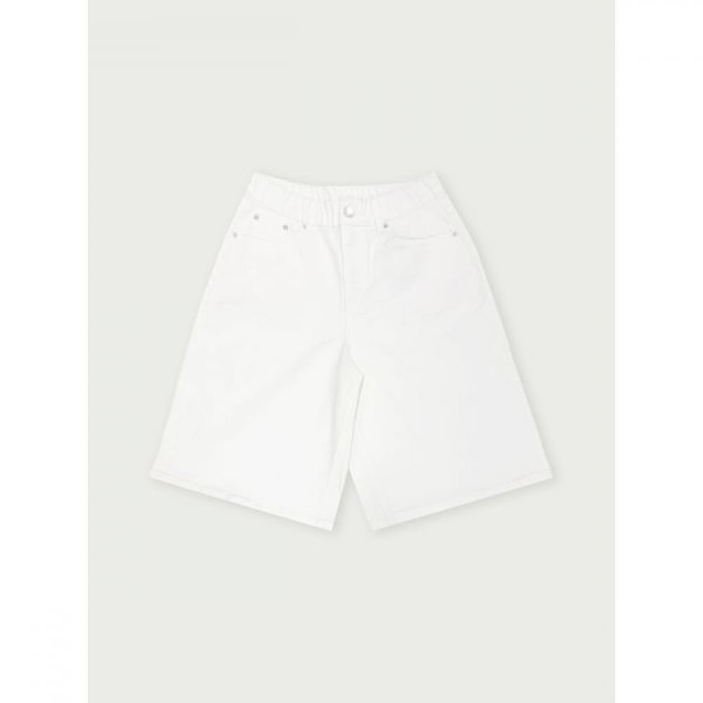 [ハンテン] レディース隠しバンディングカラーバミューダデニムパンツ_025 (10520-156-406-10)