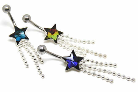 ボディピアス 流星へそピアス 14G 4色 ネイブル スター ステンレス 臍 14ゲージ カーブバーベル 揺れる ボールチェーン 耳 軟骨 イヤーロブ 可愛い 男性 女性 xstwqxxxxxxxx